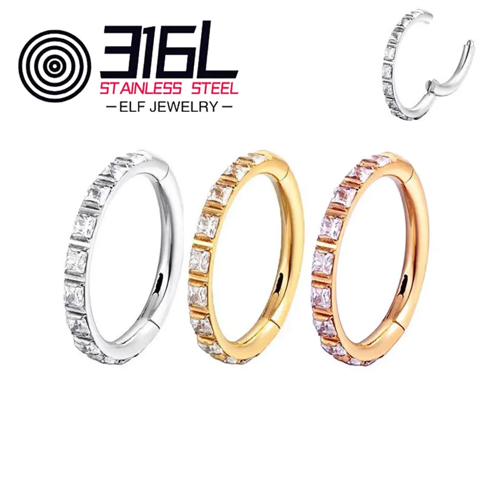 

Crystal 316L Stainless Steel Gold Must Hoop Nose Ring Ear Piercing Resale Wholesale Lot Jewelry's