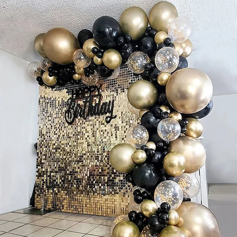 

123pcs Black Gold Balloons Garland Arch Kit Confetti Latex Balloon Birthday Party Anniversary Love Day Decor Adults Baby Shower