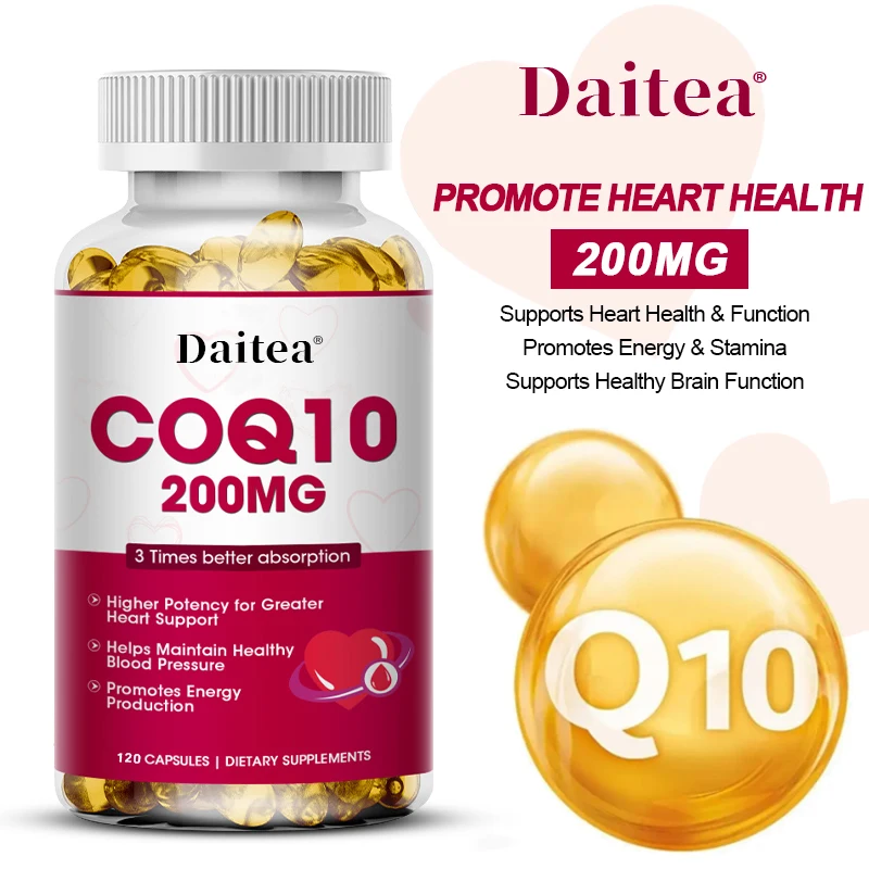 

Daitea Coenzyme Q10 Capsules, Promotes Cardiovascular Health, Lowers Blood Sugar Levels, Heart Provides Energy Vitamins