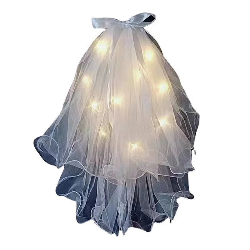 Светящаяся Фата для волос вечеринки 12 шт. Сказочная лента венок с бантом