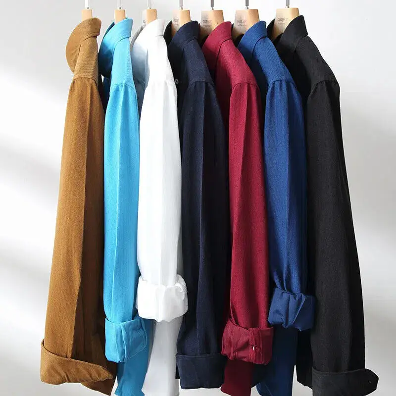 Autumn Winter Men Classic Corduroy Shirts Casual Full Sleeve Male Business Work Shirts Slim Fit Button Lapel Blouse