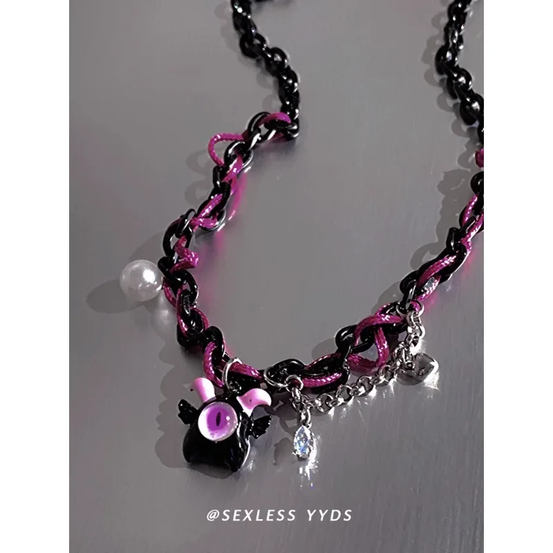 

Sweet and Cool Little Devil Cartoon Pendant Necklace Popular Female Ins Hip Hop Sweater Chain Gift for Boys and Children
