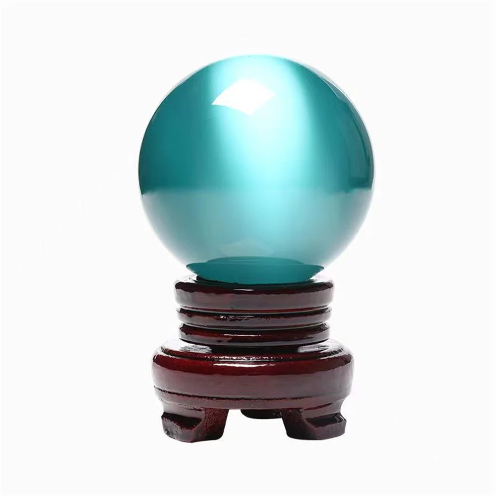 Красота Натуральный Синий Котячий Глаз Хрустальный Шар Гадание Энергетический