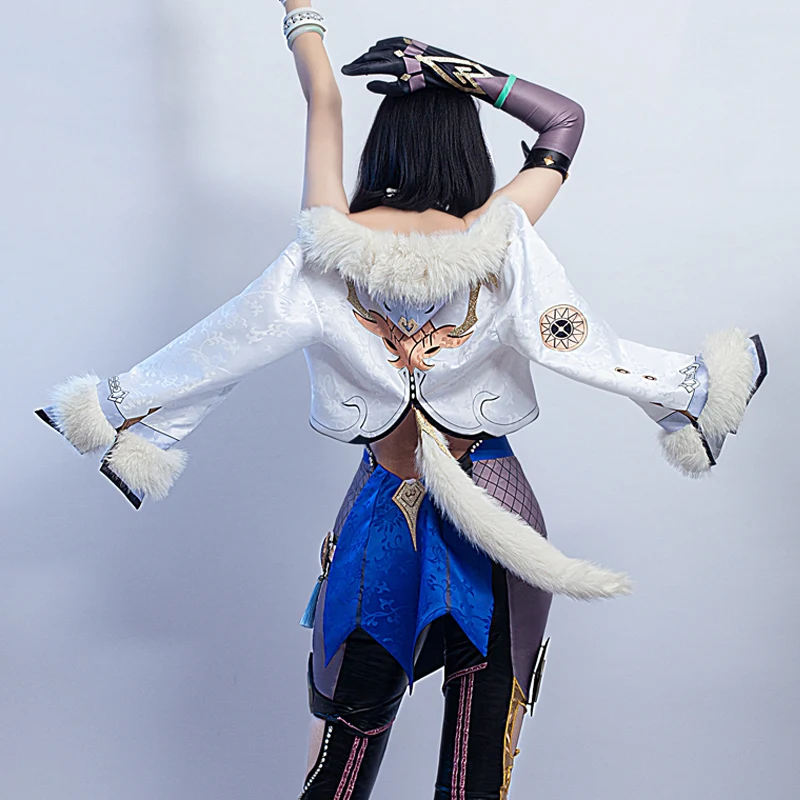 

Anime Genshin Impact Yelan Cosplay Costume Game Suit Halloween Activity Party Outfit Role Play Clothes For Women full set props