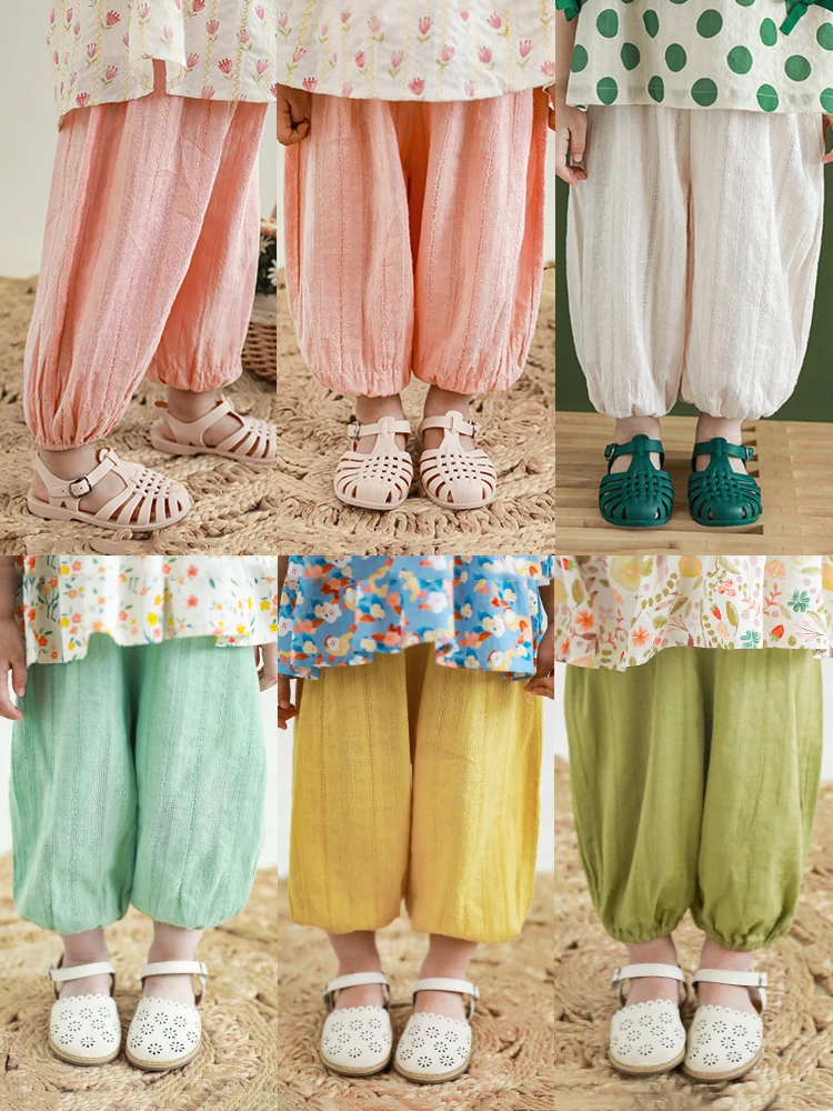 

Children's Breathable Anti-Mosquito Pants 2022 Summer New Elastic Comfortable Leggings Girls Solid Color Thin Trousers