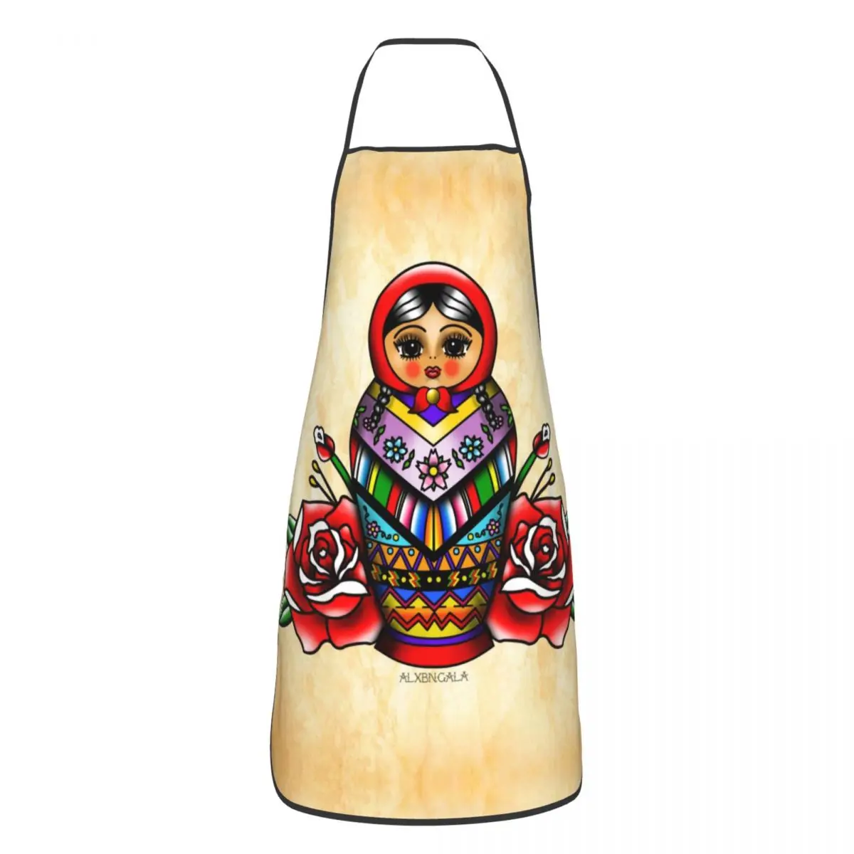 Mexican Matryoshka Flowers Pattern Aprons Men Women Unisex Kitchen Chef Russian Babushka Dall Tablier Cuisine for Cooking Baking