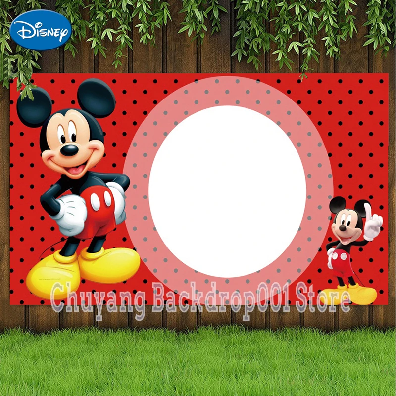 

Disney Red Mickey Mouse Photography Background Backdrop Shoot Birthday Party Decor Photographic Add Photo Studio Props Customize