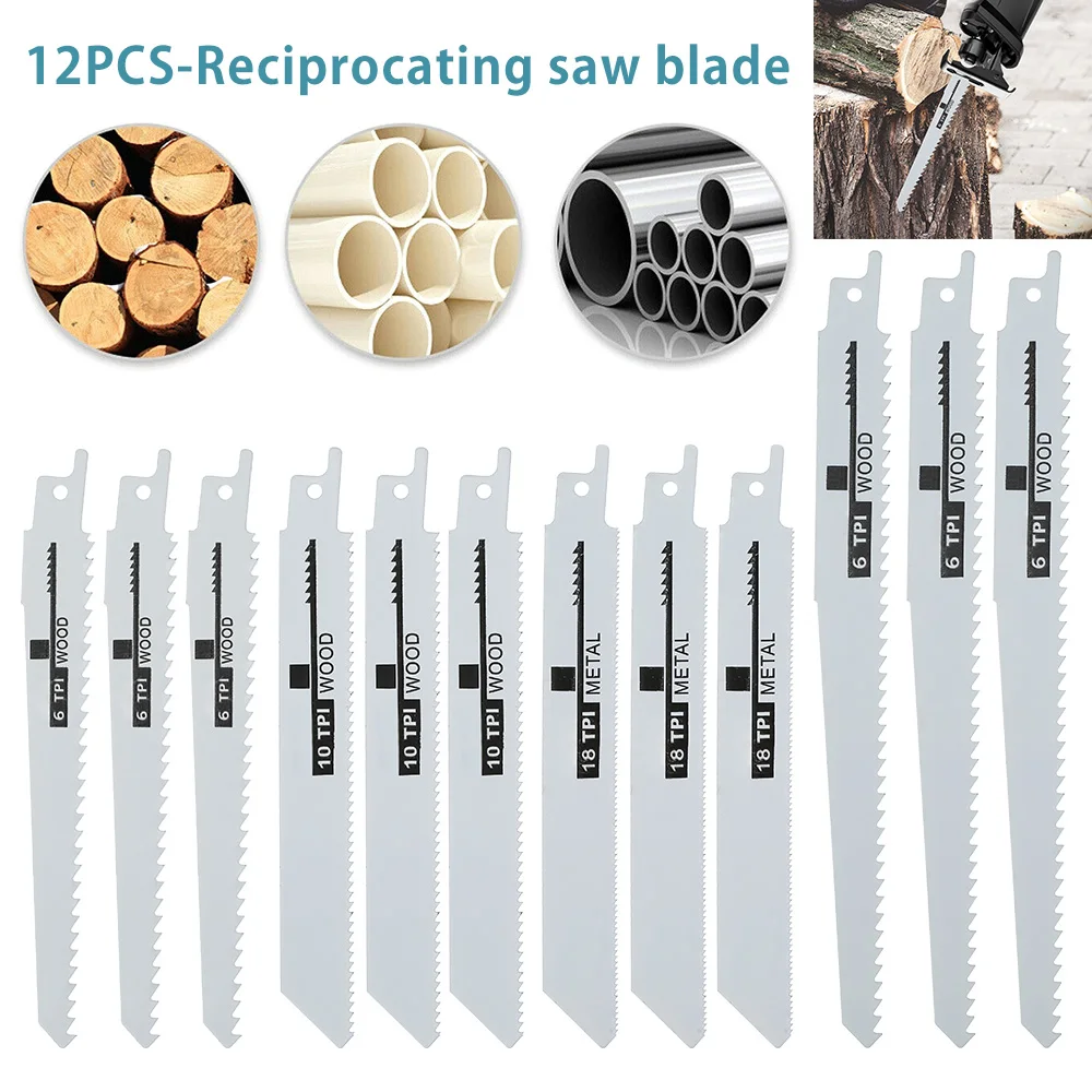 

12Pcs Reciprocating Saw Blades Cutter Saber Saw Handsaw Multi Saw Blade For Bosch For Makita For Dewalt Power Tools Accessories