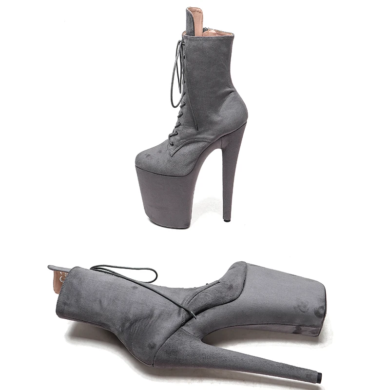 Leecabe  23CM/9inches Suede upper  Sexy boots  High Heels Platform Pole Dance shoes