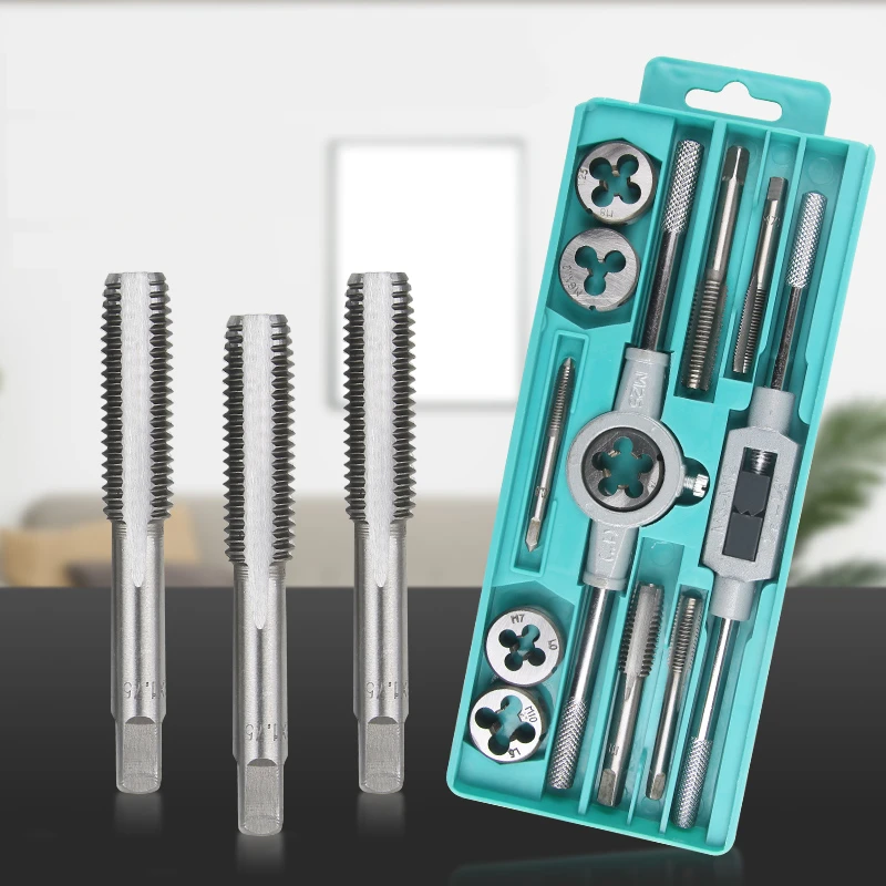 6/7/8/9/12/20Pcs Metric Hand Tap and Die Set M3-M12 Screw Thread Plugs Straight Taper Reamer Tools Manual Tool Sets Professional