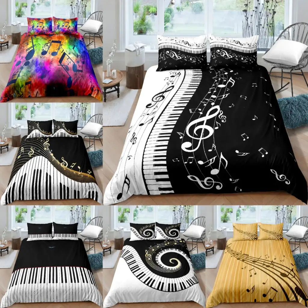 

Piano Notes Bedding Set For Bedroom Soft Bedspreads Home Dector Comefortable Duvet Cover Quality Quilt Cover And Pillowcase