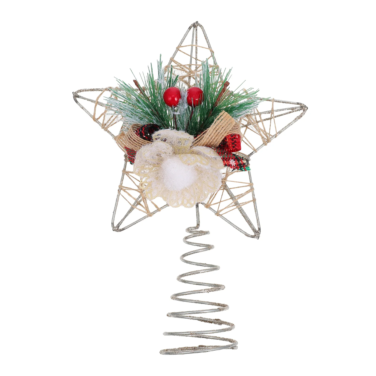 

1pc Hollow-out Christmas Tree Topper Star Christmas Tree Adornment Accessory