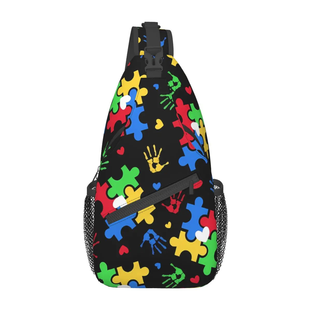 

Мужская нагрудная сумка, цветная Повседневная поясная сумочка с пазлами для осведомленности об аутизме, маленькая дорожная сумка через плечо для коротких поездок