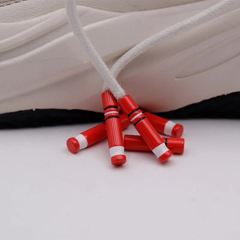 Weiou Lace Red Metal Tips 25*5MM Canvas Sport String Ends Soccer Skating Basketball Sneaker Rope Aglets 20pcs/pck Bulk/Wholesale