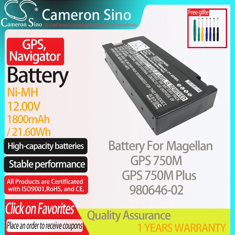 

CameronSino Батарея для Magellan GPS 750 м GPS 750M плюс подходит Magellan 980646-02 GPS, аккумулятор для навигатора Батарея 1800 мАч/21.60Wh 12,00 V