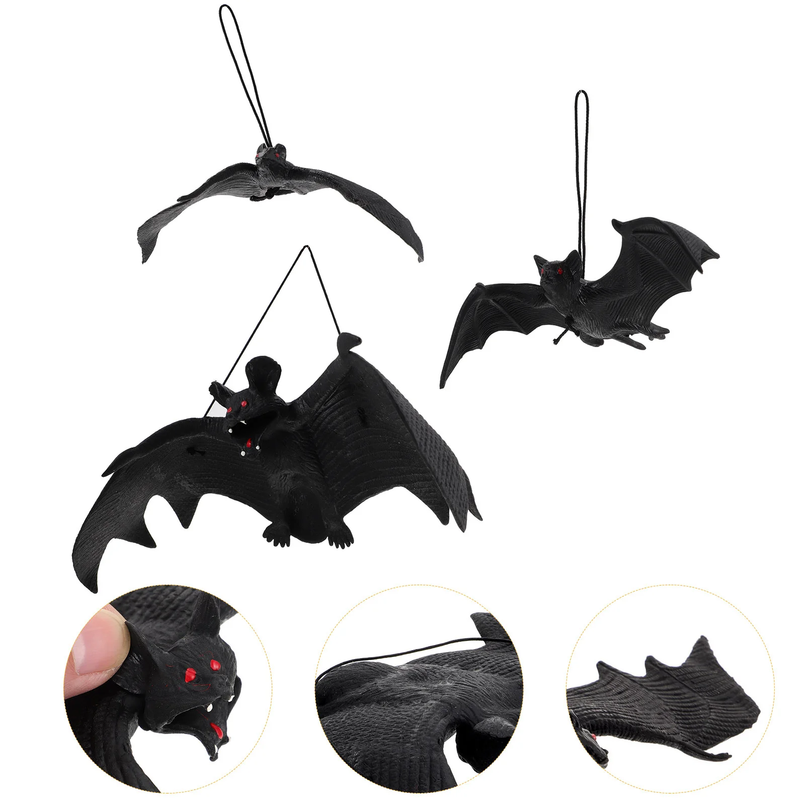 

18 Pcs Portable Durable Fake Rubber Bats Decor Hanging Bats for Home