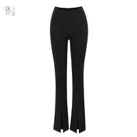 summer new pure t high elasticity skinny roman cloth open fork 9 points trousers hundred with version is high waist elasticity