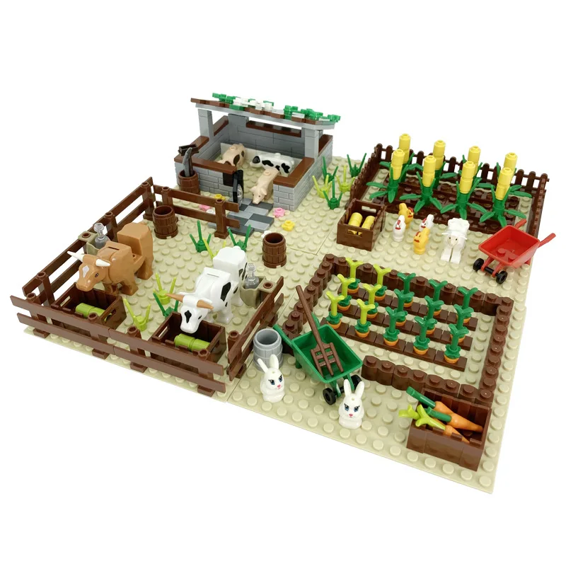 

Compatible With LEGO MOC Building Blocks Assembled Small Particle Farm Manor Animal Chicken Coop Corn Radish Creative Scene Toys