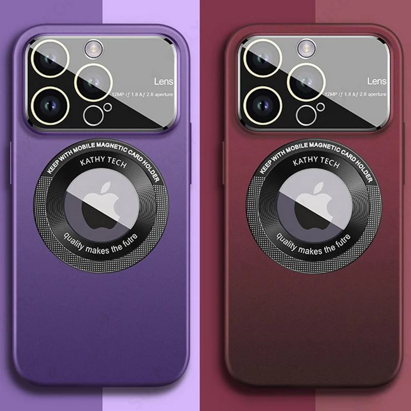 

Matte Magnetic Full Lens Protection Phone Case For iPhone 14 11 13 12 Pro Max 14 Plus For Magsafe Logo Hole Bumper Cases Cover
