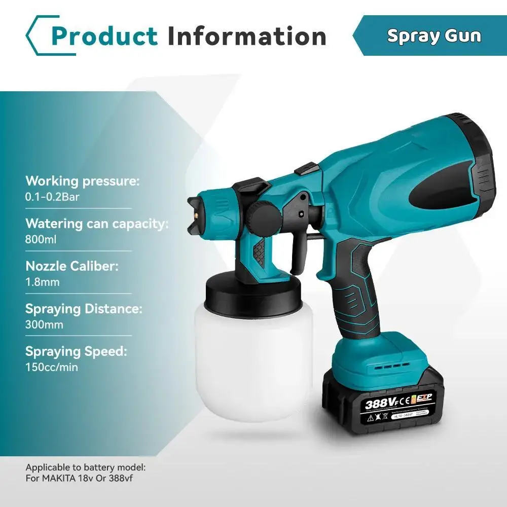 Беспроводной Электрический распылитель краски Makita 800 мл 18 в