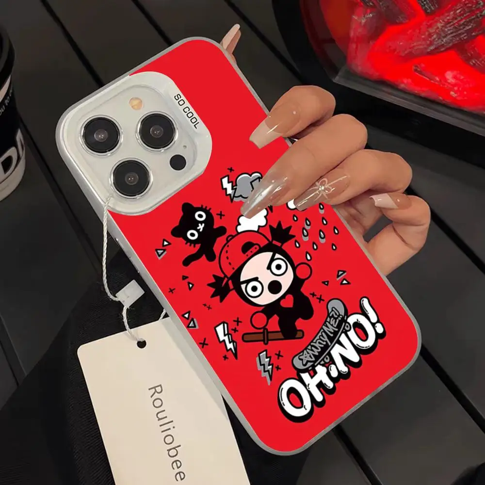 Фото Популярный чехол для телефона A-Animation Pucca для iPhone 17 16 15 14 13 12 Pro Max Air Plus, цветной, серебристый, жесткий, с защитным покрытием №5