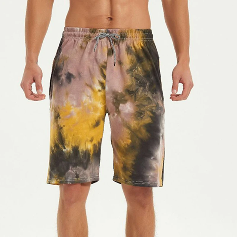 

Hip Hop Male Shorts Streetwear Pants Tie Dye Printed Jogger Short Pants Men Elastic Waist Bottoms Shorts Beach Pants Clothing