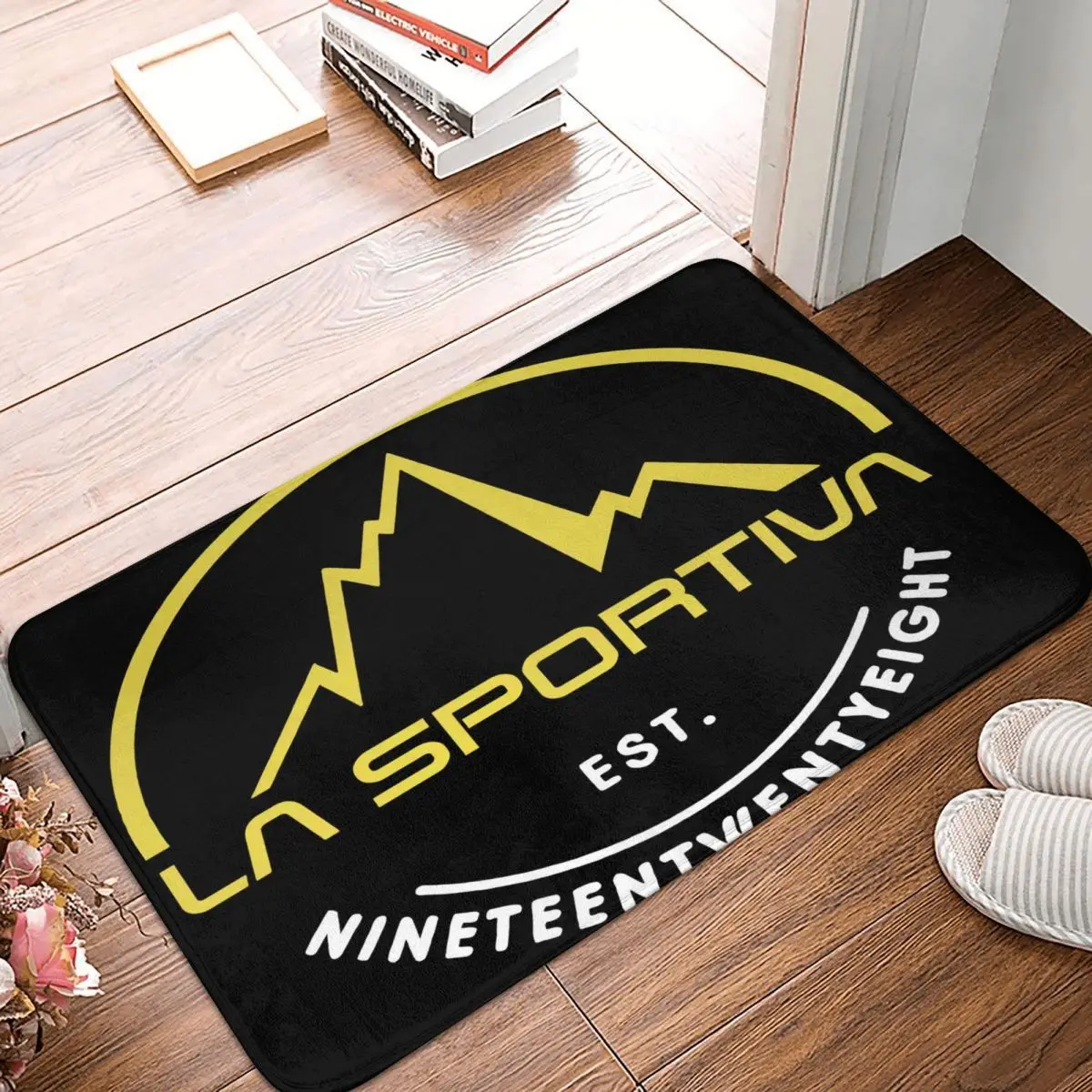

Lasportiva Nero La Sportiva Montagna Carpet, Polyester Floor Mats Modern Anti-Slip Home Decor Birthday Gifts Mats Customizable