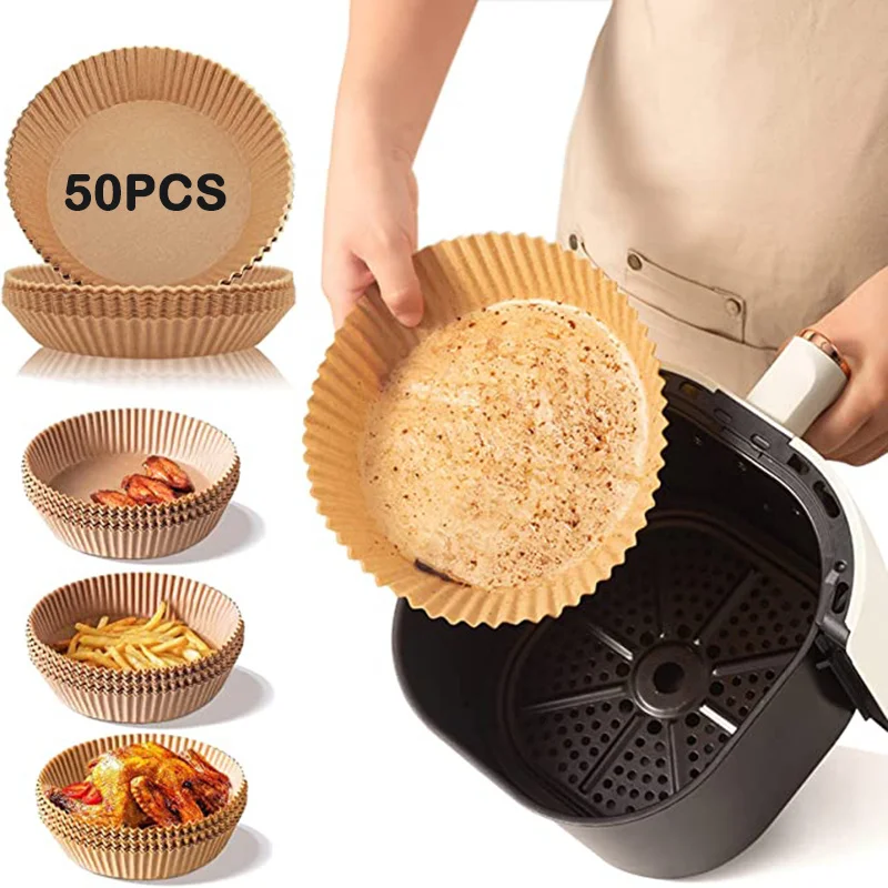 50pc Air Fryer Disposable Paper Parchment Wood Pulp Steamer Baking Paper For Air Fryer Cheesecake Air Fryer Accessories 16*4.5cm