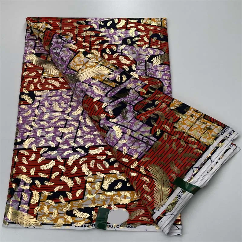 

2021 Soft Fashion African Golden Wax Fabrics 100% Cotton Ankara Tissu Sewing For Party Dress High Quality 6yard sprinkle Gold