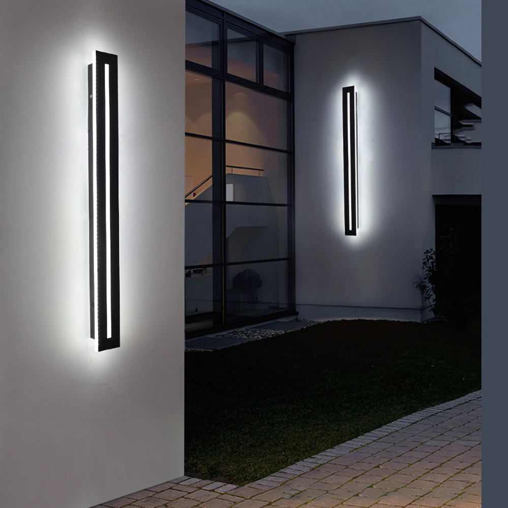 Modern Outdoor LED Long Wall Lamp IP65 Waterproof Porch Balcony Villa Garden Decor Lighting Strip Sconce Wall Light AC 110V 220V