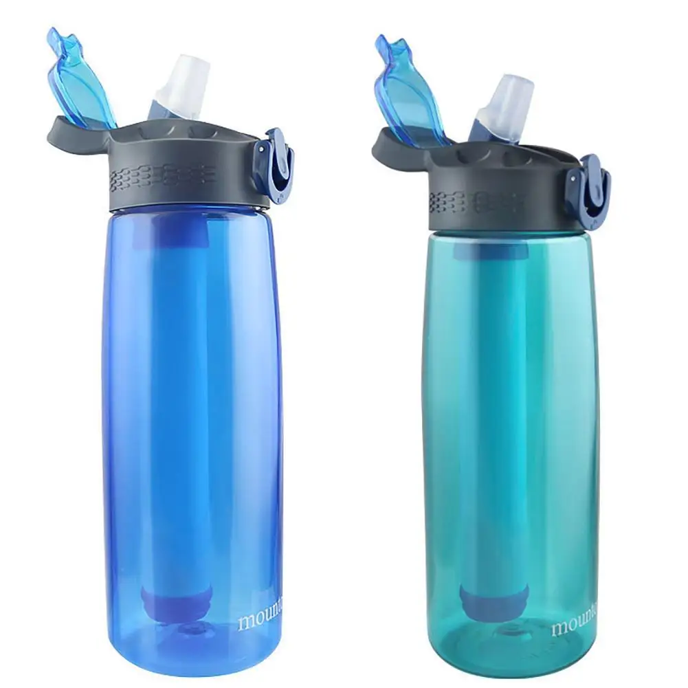 

1PCS 650ml Water Bottle Water Kettle With Filter Water Purifier Outdoor Camping Hiking Sports Survival Emergency Supplies