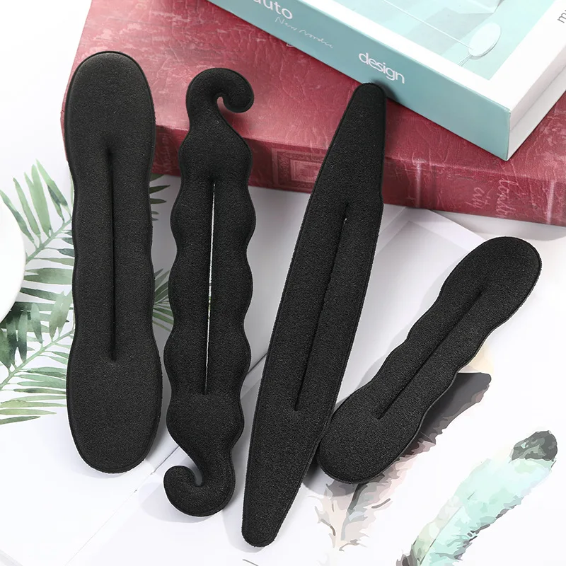 

4 Pcs Fashion Multi Size Magic Foam Black Sponge Clip Hair Styling Donut Bun Curler Hairstyle Twist Maker Tool Hair Accessories