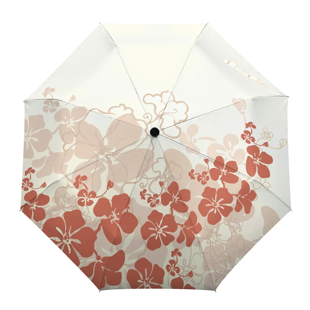 

Petal Pattern Yellow Sunshade Parasol Umbrella Fully-automatic Eight Strands Foldable Rain Umbrella for Women Kids