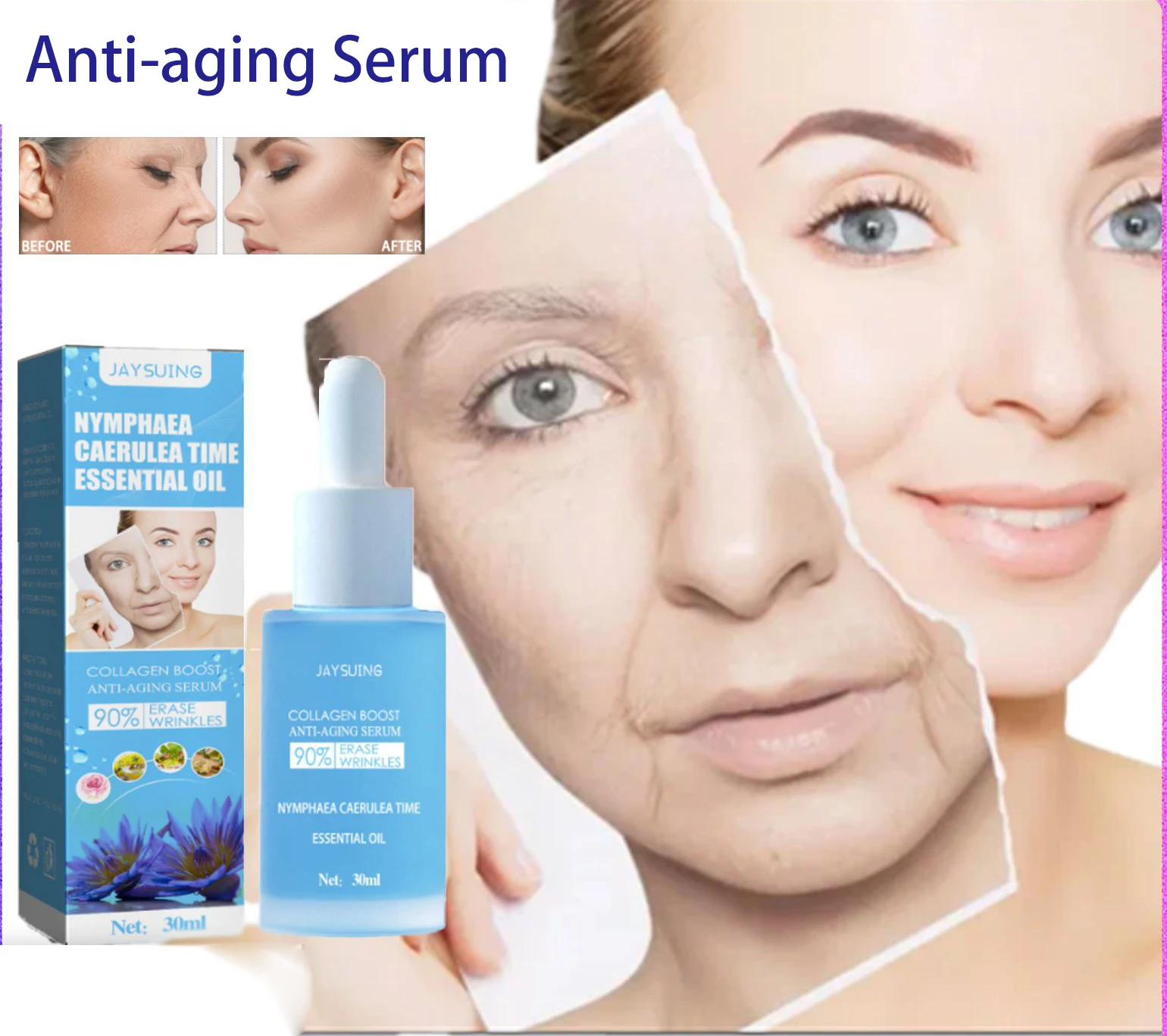 

Nymphaea Caerulea Face Anti-aging Serum Nourish and Refresh the skin Lifting and Firming Tighten Skin Care 30ml