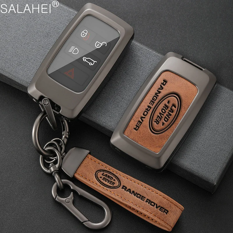 

Zinc Alloy Leather Car Key Cover Shell For Land Rover Range Rover Sport Evoque Freelander2 Velar Discovery4 Keychain Accessories