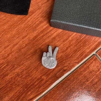 top quality luxury brand brand jewelry gesture v diamond brooch fashion exquisite lovely date everyday wear little finger