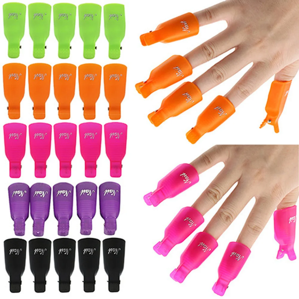 

10PCS Plastic Nail Art Soak Off Cap Clip UV Gel Polish Remover Wrap Tool Fingers Fluid for Removal of Varnish Manicure Tools