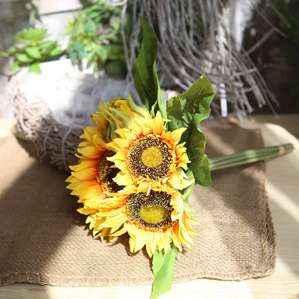 

35CM Artificial Sunflower Bridal Bouquet Silk Flower Outdoor Bouquet Wedding Indoor Home DéCor Selling