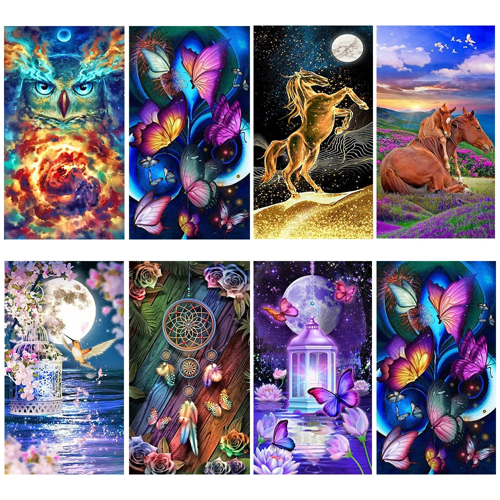 Алмазная 5D картина сделай сам большого размера с изображением бабочки лошади
