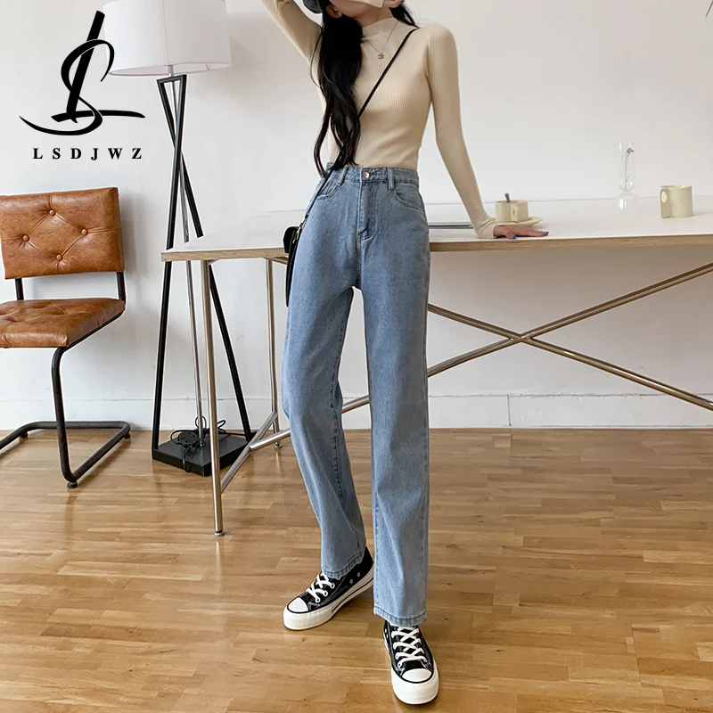 

Джинсы женские прямые с завышенной талией, винтажные штаны из денима, уличная мода в Корейском стиле, Y2k