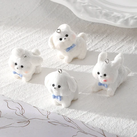 GEOMEE 2/4 шт. белые собачьи шармы из смолы