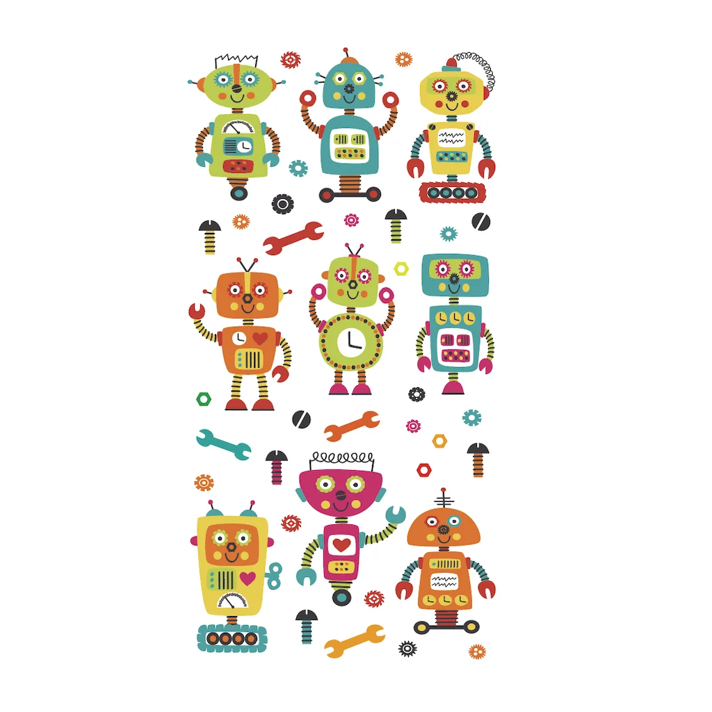 

Sticker Sheet - Radiant Robots / Kids Stickers,DIY Stickers, Toy Stickers,Cute Sticker Kawaii For Kids, Radiant Robots Stickers