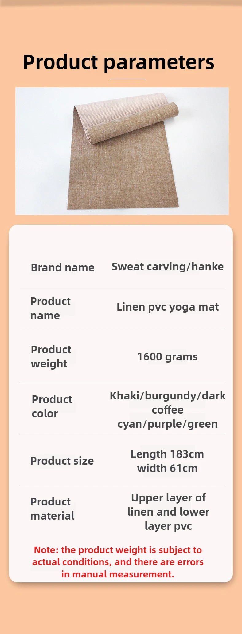 Фото Коврики для йоги Alta Densidad Lino Natural PVC, Esterilla Antideslizante para Gimnasio en Casa, Absorción Impacto Aislamiento Acústico №5