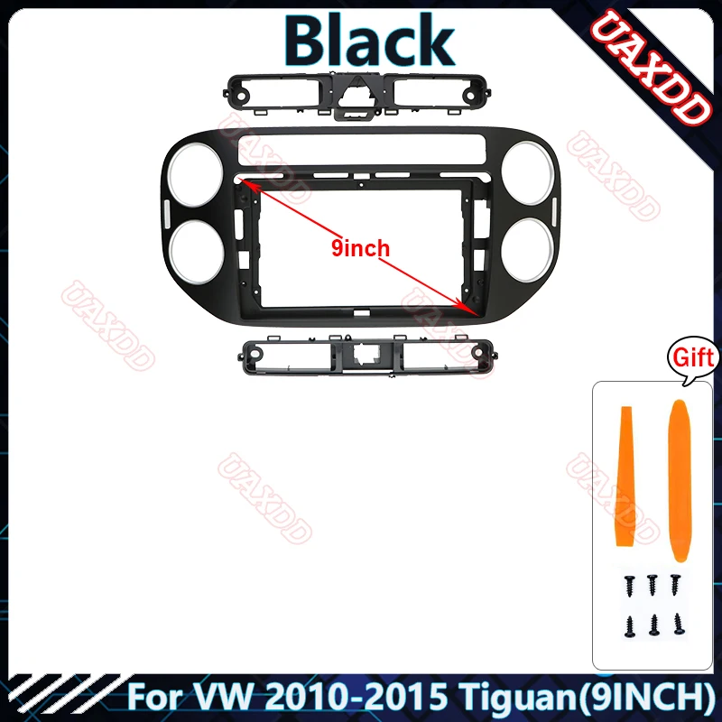 

2 Din автомобильный радиоприемник, пластиковая панель Fascias, приборная панель для VW 2010-2015 Tiguan, 9-дюймовая установка рамы, Android, мультимедийные игровые кабели