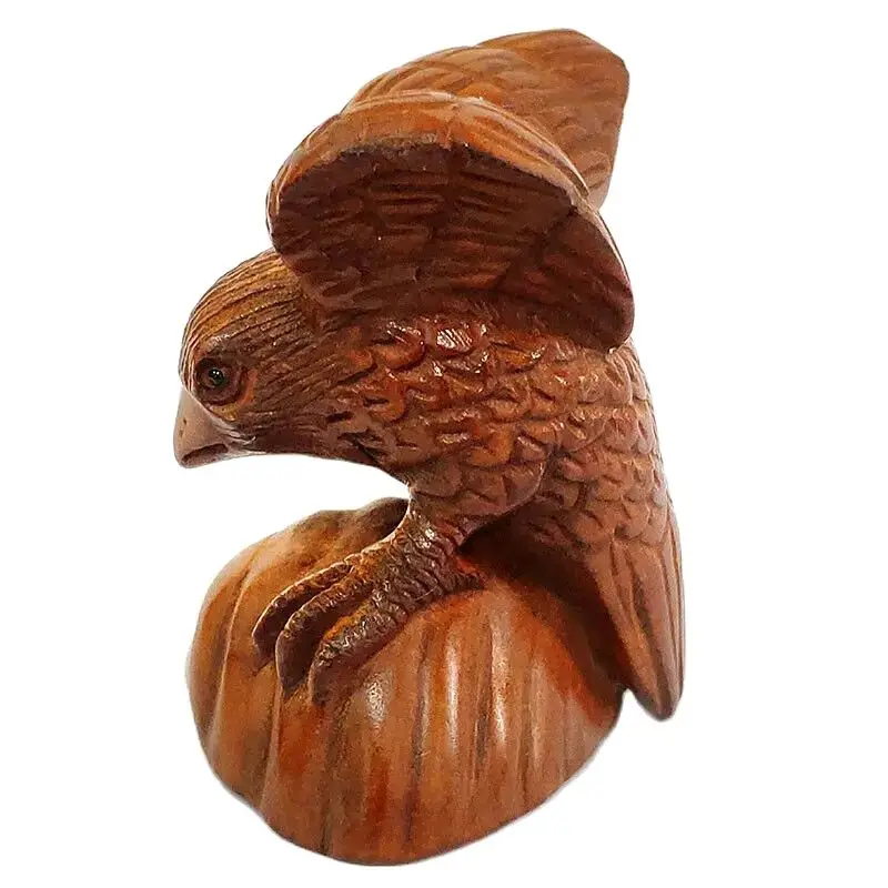 RS245 2 дюйма ручная резка японская фигурка самшит Орел и обезьяна скульптура