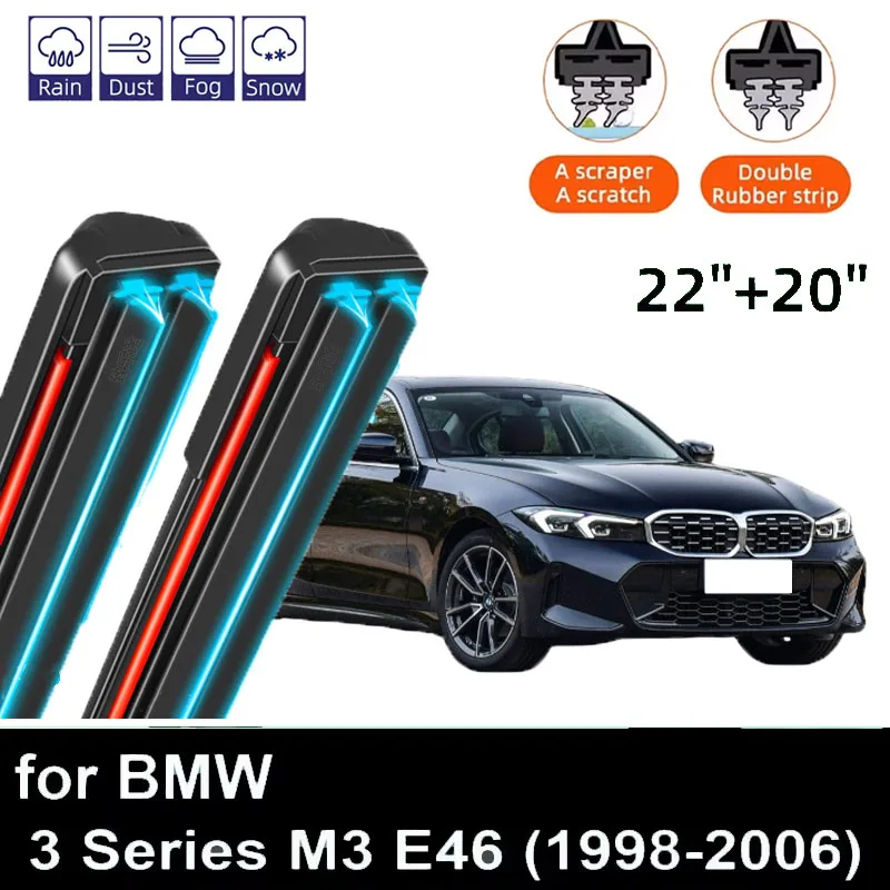 

2 шт. щетки стеклоочистителя автомобиля для BMW 3 серии M3 E46 1998-2006 гг., лобовое стекло, двойные резиновые автомобильные аксессуары 2004 2005 2006