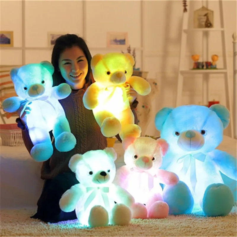 

30cm50cm75cm Luminous Plush Toys Light Up LED Colorful Glowing Teddy Bear Stuffed Animal Doll Stuffed Plush Kids Christmas Gifts