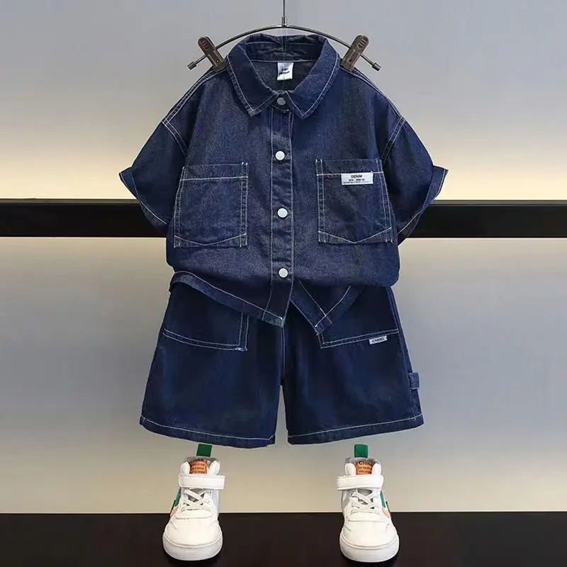 

2pcs/set Clothes Suit Outfit Years Boys Casual Jeans Children 2-12 Summer Kids Pants Tops 2023 Infant Denim + Spring Outfits