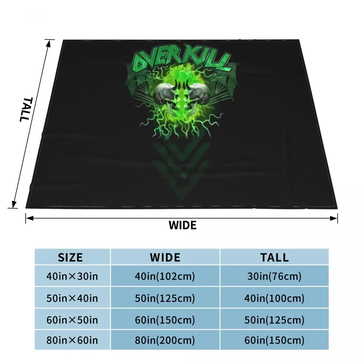 Overkill Two Electric Skulls S M L Xl 2Xl Новое официальное одеяло с круглым вырезом на заказ