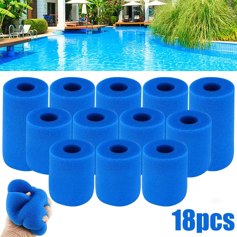 

18Pcs For Intex Pure Spa Reusable Washable Foam Hot Tub Filter Cartridge S1 Type Swimming Pool Foam Filter